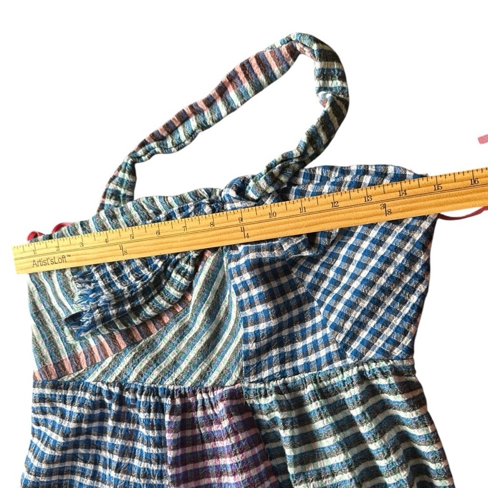 Anthropologie Maeve Waverly Gingham One Shoulder Dress Size 8 - Picture 3 of 9